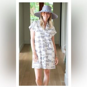 Brooke Wright Nancy Blue Fish dress Size Small